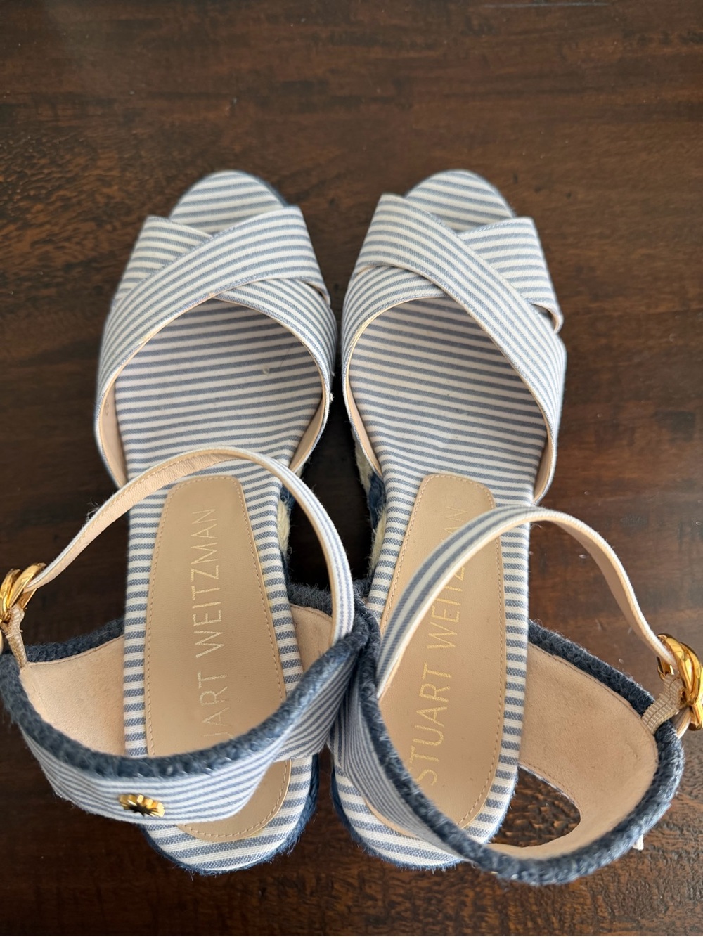 NWOT Stuart Weitzman Mirela Nautical Stripe Wedge - Picture 3 of 9